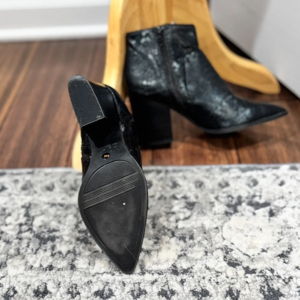 BAR III Black Faux Snake Pointed Toe Ankle Boots